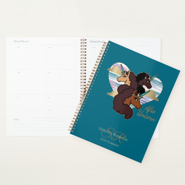 Afro Unicorn Trio Heart Design Planer (Anzeige)