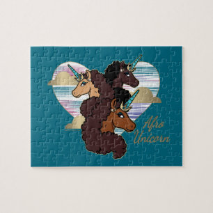 Afro Unicorn Trio Herzdesign
