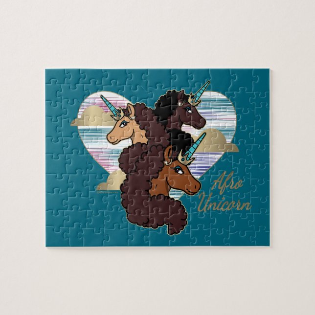 Afro Unicorn Trio Herzdesign (Horizontal)
