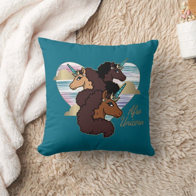 Afro Unicorn Trio Herzdesign Kissen (Decke)