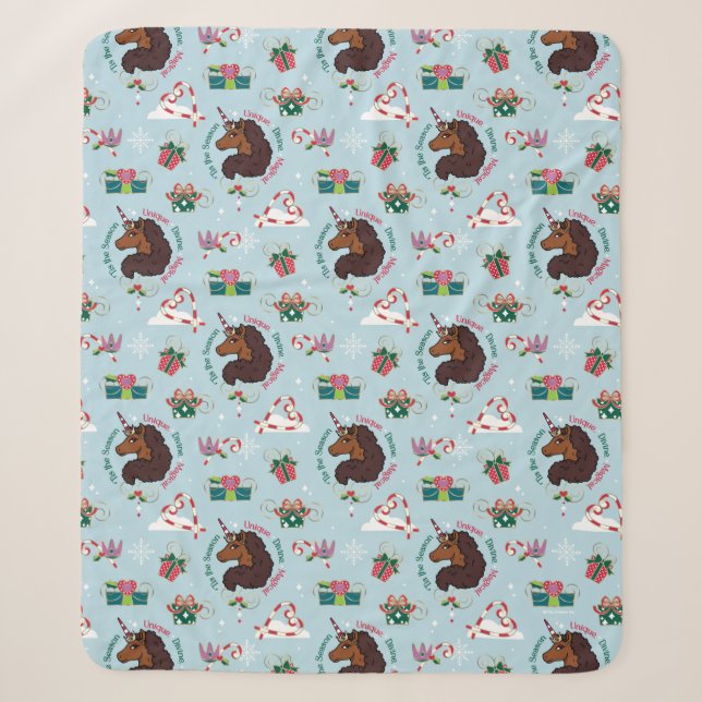 Afro Unicorn Urlaubsmuster Sherpadecke (Vorderseite)