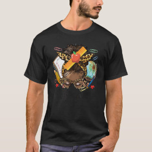 Afro-Unordentlicher-Bun-Erzieher-Lehrer-Leben-Zurü T-Shirt