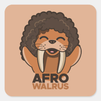 Afro Walrus Quadratischer Aufkleber
