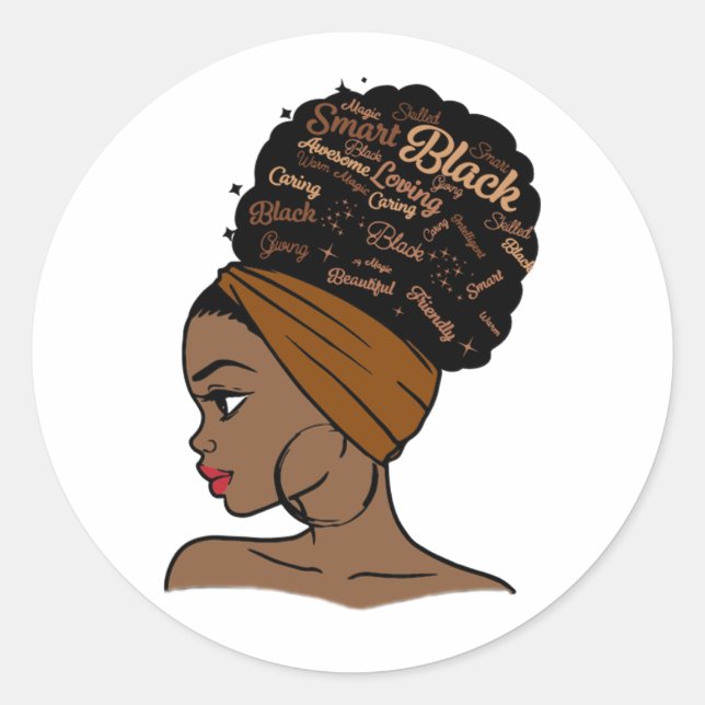 Afro Woman American Black History Monat Runder Aufkleber (Vorderseite)
