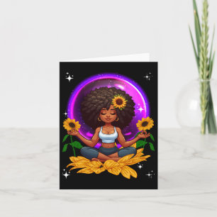 Afro Woman Yoga Sunflowers Kostüme Fitness Proud B Karte