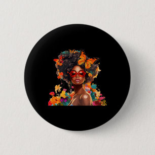 Afro Women Blume Butterfly Latina Afrikanische Ame Button