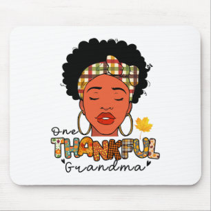 Afro Women Messy Bun One Thankful Oma Fall Tha Mousepad