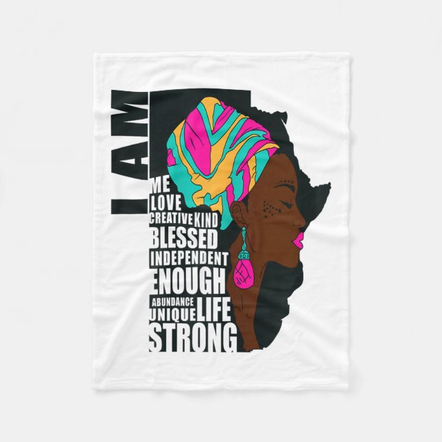 Afro You Are Enough I Am Insrational Sayings Motiv Fleecedecke (Vorderseite)