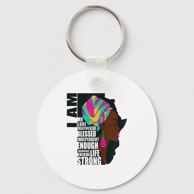 Afro You Are Enough I Am Insrational Sayings Motiv Schlüsselanhänger (Vorderseite)