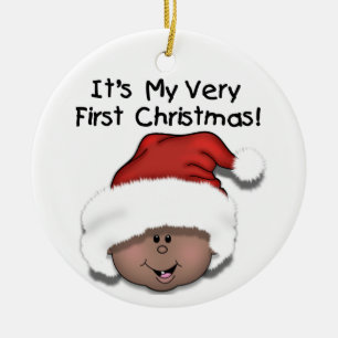 Afroamerikaner-Baby-1. Weihnachtsverzierung Keramikornament