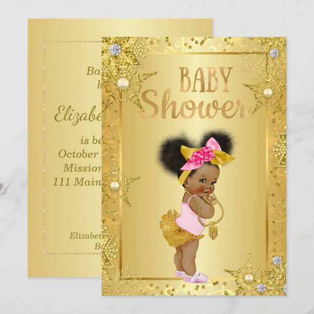 Afroamerikaner-Babyparty-Einladung Einladung (Vorne/Hinten)