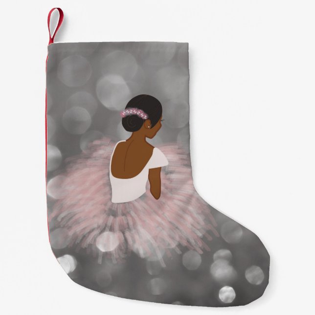 Afroamerikaner-Ballerina-Tänzer Kleiner Weihnachtsstrumpf (Vorderseite)