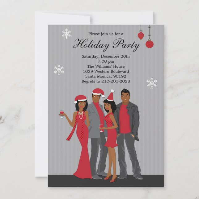 Afroamerikaner der Weihnachtszeit-Party Einladung (Vorderseite)