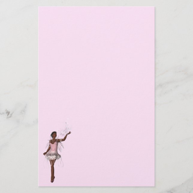 Afroamerikaner-feenhaftes Fantasie-Briefpapier KRW Briefpapier (Vorderseite)