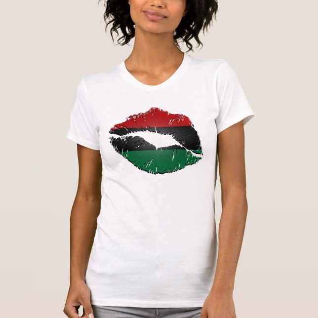 Afroamerikaner-Flaggen-Lippen T-Shirt (Vorderseite)