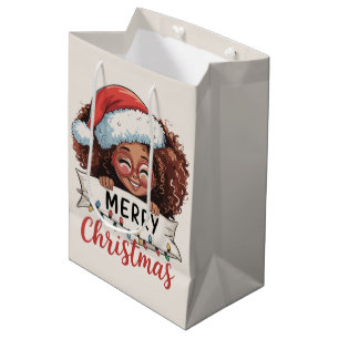 Afroamerikaner Frohe Weihnachten Afrikaner Schwarz Mittlere Geschenktüte