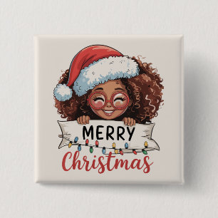 Afroamerikaner Frohe Weihnachten Afrikanisch Schwa Button