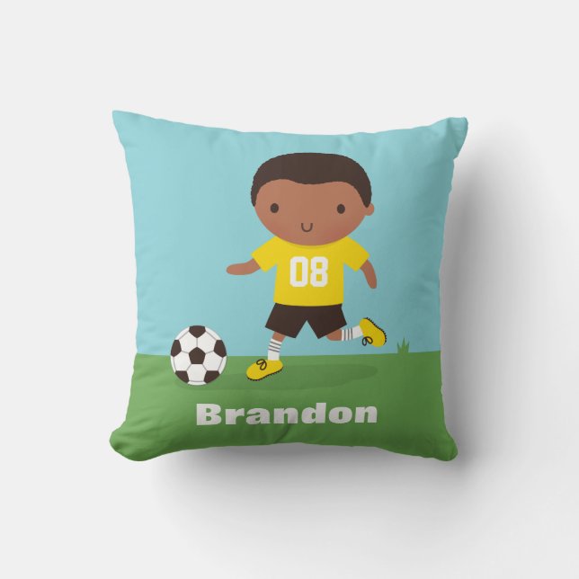 Afroamerikaner-Fußball-Jungen-Raum-Dekor-Kissen Kissen (Vorderseite)