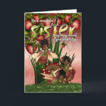 Afroamerikaner-Geburtstags-Karte - Schwester - Karte<br><div class="desc">Afrikanische amerikanische Geburtstags-Karte - Schwester - Moonies Süsse-Torten-Feen</div>