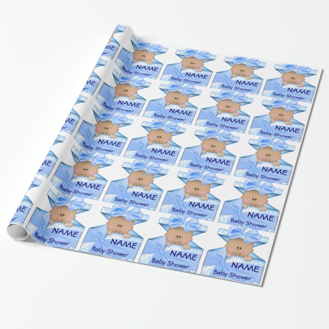 Afroamerikaner-Jungen-Babyparty-Packpapier Geschenkpapier (Ungerollt)