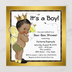 Afroamerikaner-Jungen-Bienen-Babyparty Einladung
