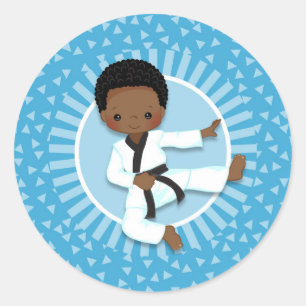 Afroamerikaner-Karate-Jungen-Judo-Kampfkünste Runder Aufkleber