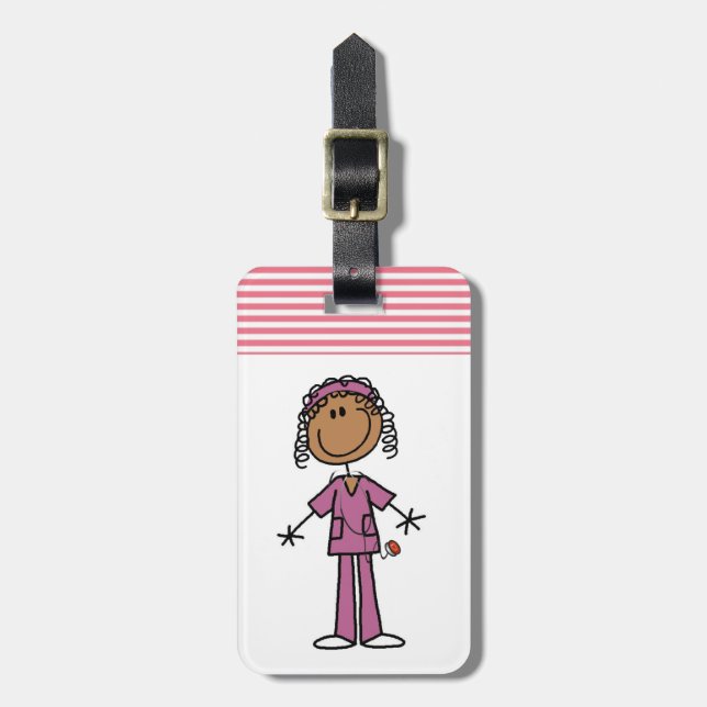 Afroamerikaner-Krankenschwester Gepäckanhänger (Vorderseite vertikal)