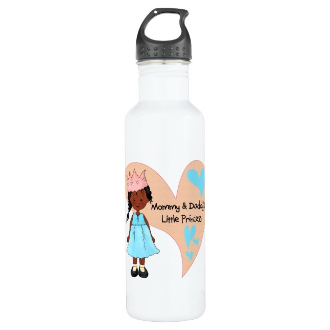 Afroamerikaner-Mama und die Prinzessin des Vatis Trinkflasche (Vorderseite)