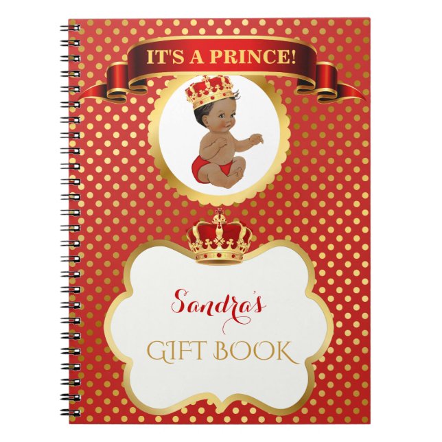 Afroamerikaner-Prinz Royal Red Gold Gift Notizblock (Vorderseite)