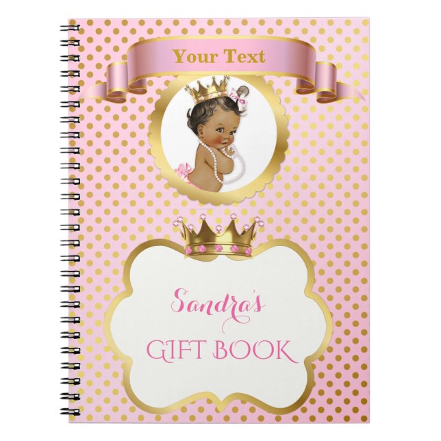 Afroamerikaner-Prinzessin Pink Gold Gift Guest Notizblock (Vorderseite)