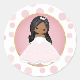 Afroamerikaner-rosa Prinzessin Runder Aufkleber