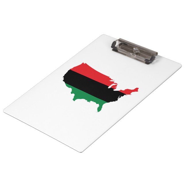 Afroamerikaner _ Rot, Schwarz und Grün Klemmbrett (Schrägansicht)