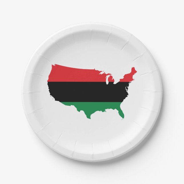 Afroamerikaner _rote, schwarze u. grüne Farben Pappteller (Vorderseite)