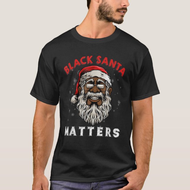 Afroamerikaner Santa Black Matters Weihnachts Paj T-Shirt (Vorderseite)