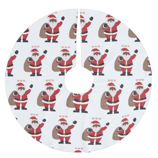 Afroamerikaner Santa Brushed Polyester Weihnachtsbaumdecke (Vorderseite)