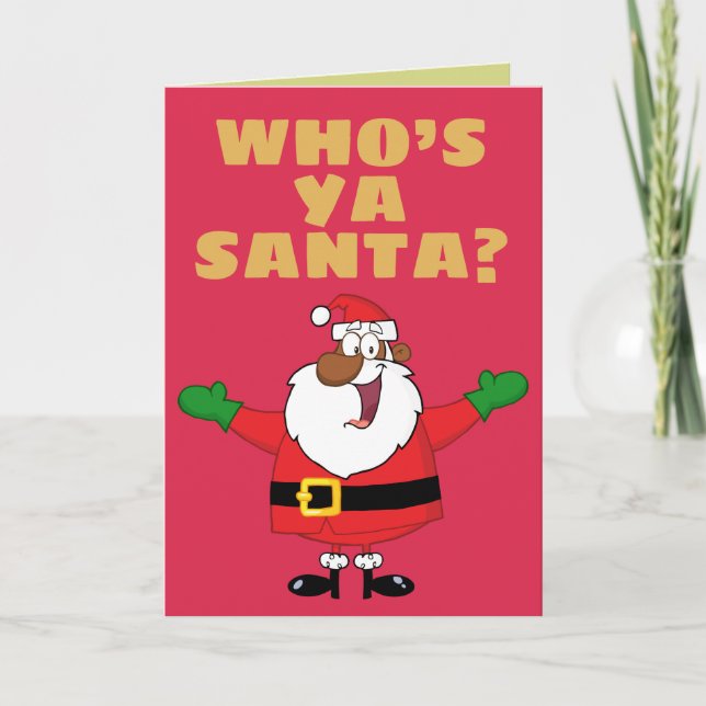 Afroamerikaner Santa Hugs Feiertagskarte (Vorderseite)