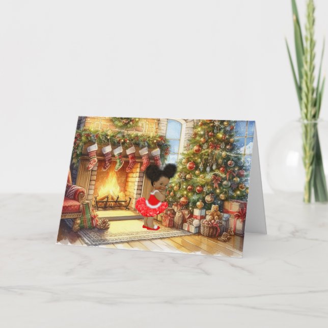 Afroamerikaner, schwarzes Kind, Weihnachtskarte Feiertagskarte (Vorderseite)
