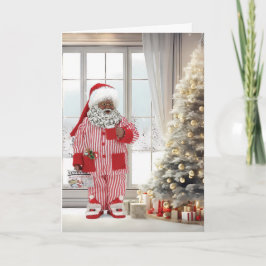 Afroamerikaner Weihnachtsmorn Feiertagskarte