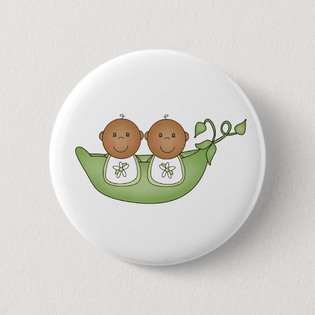 Afroamerikaner-Zwillinge in der Erbsenhülse Button (Vorderseite)