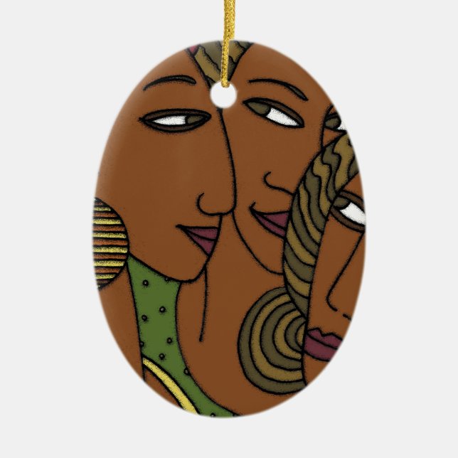 Afroamerikanerfrauen-Schwesterfreunde Keramikornament (Vorne)
