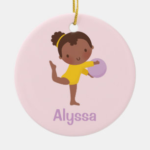 Afroamerikanergymnast-Mädchen-Gymnastik-Verzierung Keramikornament