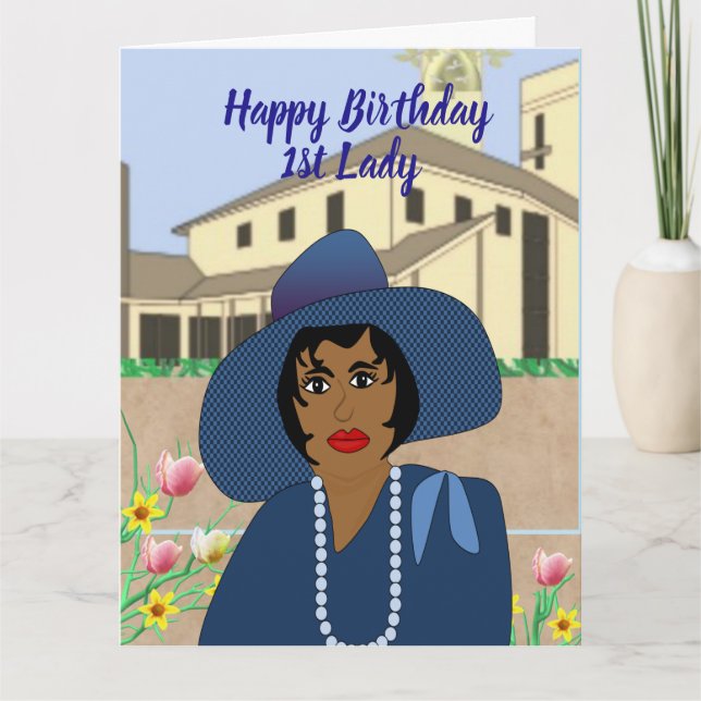Afroamerikanerin 1. Lady Geburtstag Karte (Vorderseite)