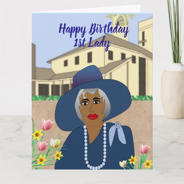 Afroamerikanerin 1. Lady Geburtstag Karte (Vorderseite)