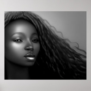 Afroamerikanerin Mondlicht Monochrom Poster