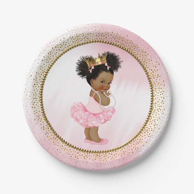 Afroamerikanerin Princess Baby Showpaper Teller (Vorderseite)
