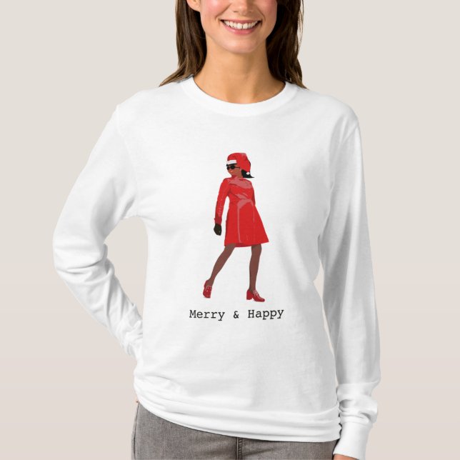Afroamerikanerin Schwarzes T-Shirt (Vorderseite)