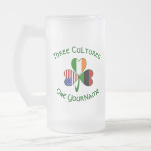 Afroamerikanisch Irisch USA-Flaggen Shamrock Perso Mattglas Bierglas