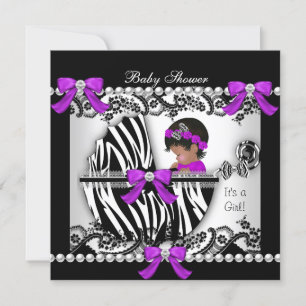 Afroamerikanische Babyparty Baby Süßes Mädchen Zeb Einladung