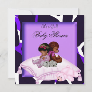 Afroamerikanische Babyparty Mädchen Lila Einladung