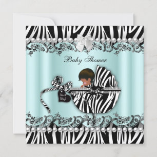 Afroamerikanische Babyparty Zebra Junge oder Mädch Einladung